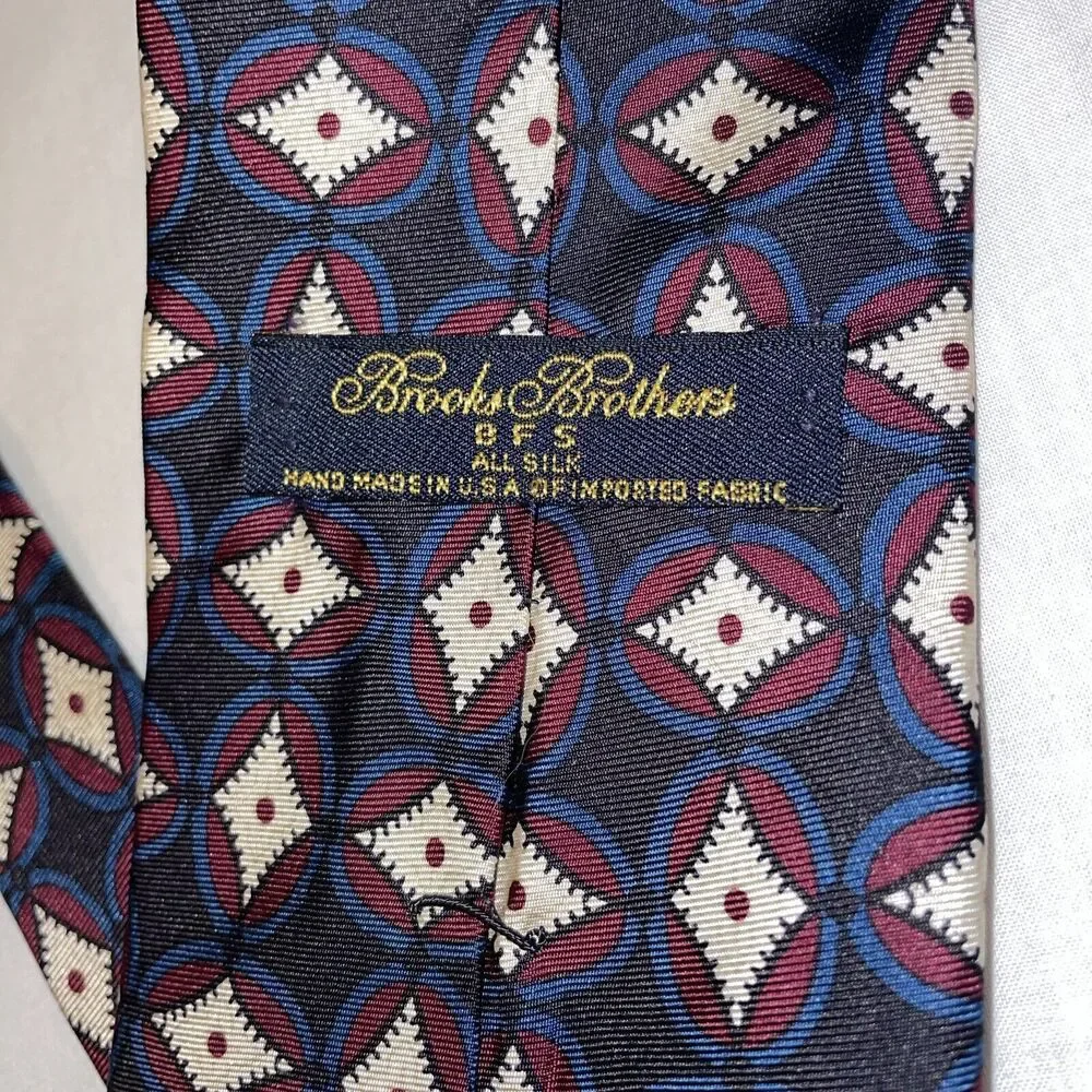Brooks Brothers BFS Men’s Dress Tie Sz 57” Black Geometric Silk Business Formal